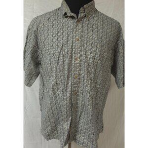 Natural Issue Mens XL Blue Beige Geometric Aztec Short Sleeve Hawaiian Shirt